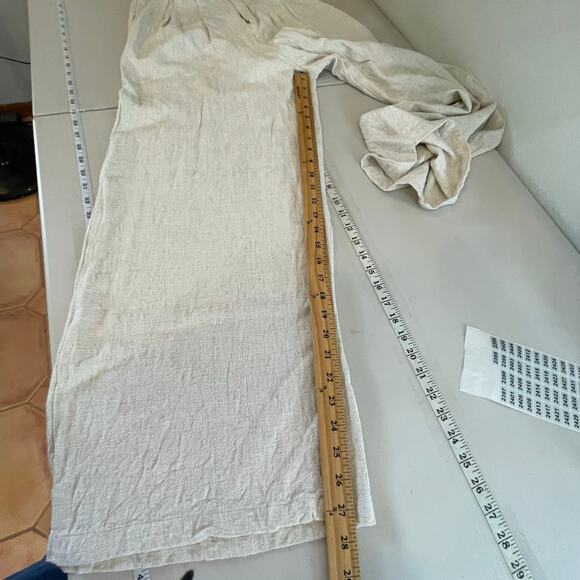 Mable Cream Linen Blend Wide Leg Pleated Pants Women's Large Minimalist Coastal - Picture 13 of 15